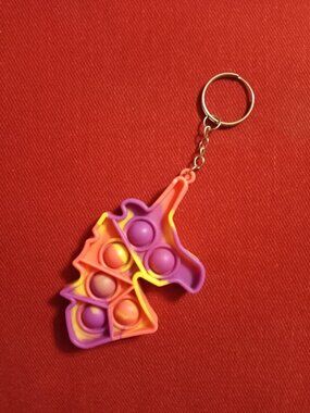 Colorful Silicone Unicorn Fidget Toy Keychain
